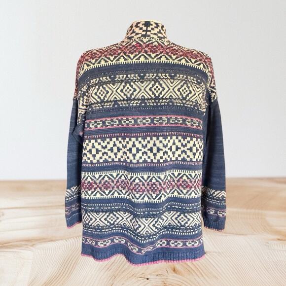 Chaps by Ralph Lauren Tribal Blanket Cardigan Sweater Sz L Womens Cotton Blend - Picture 6 of 11
